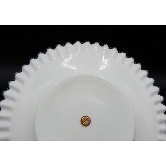 Fenton Silver Crest Milk Glass Tidbit Tray Platter Ruffle Crimped Edge 12 Inch - Picture 9 of 13